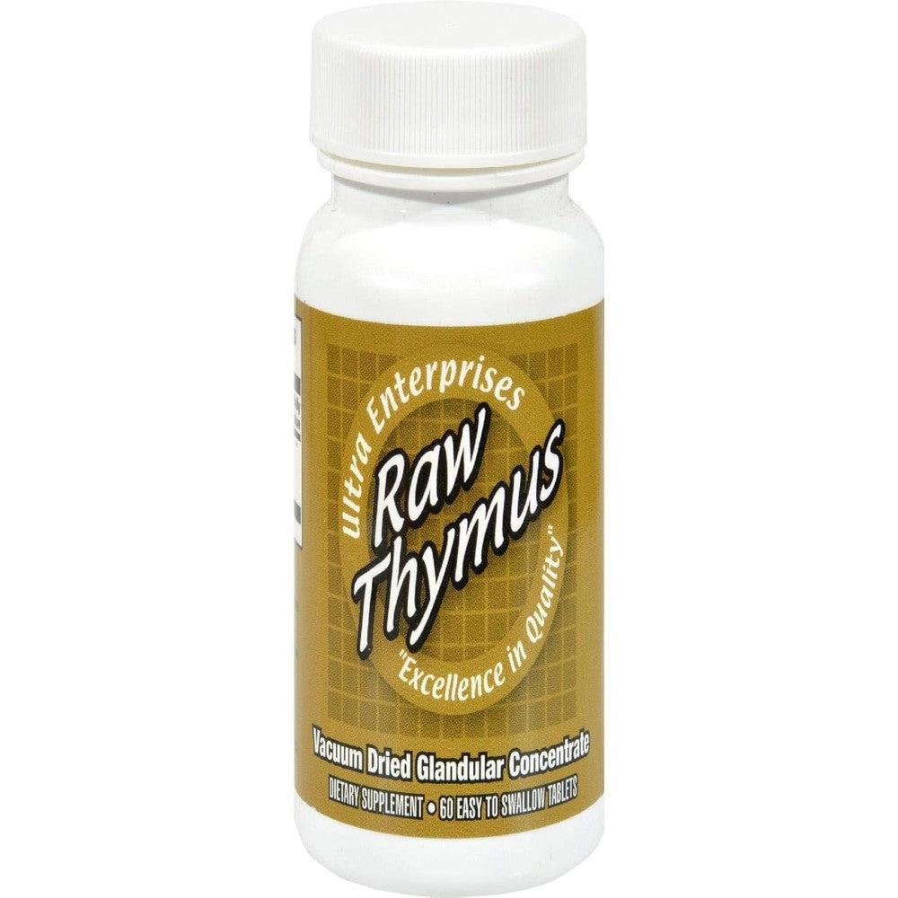 Ultra Glandulars Raw Thymus Tablets 200mg front view bottle packaging for immune support