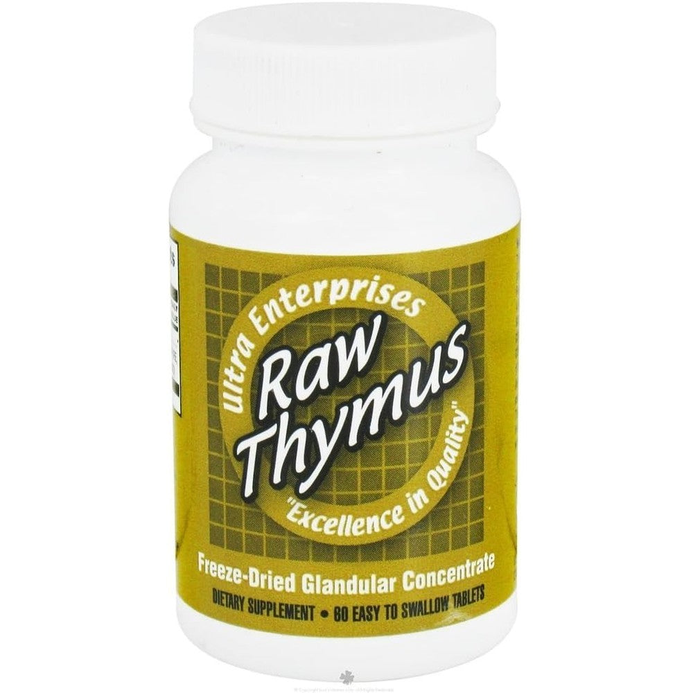 Ultra Glandulars Raw Thymus 200mg 60 Tablets front view bottle for natural immune support supplement