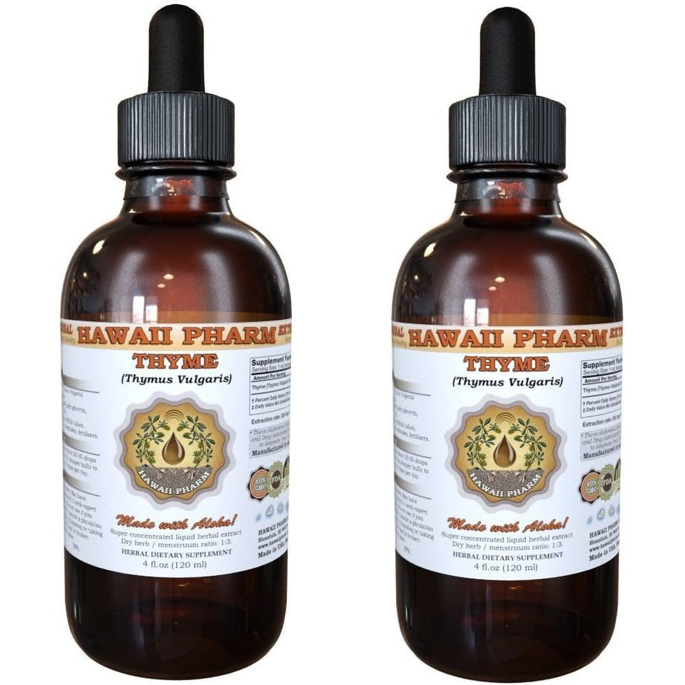 Hawaii Pharm Thyme Liquid Extract two pack front view showing product labels