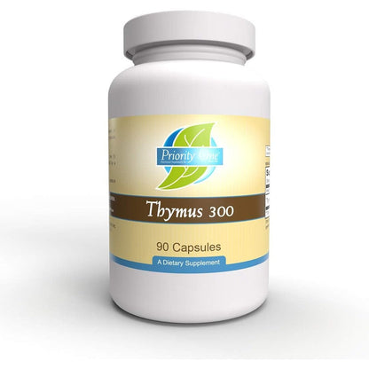 Priority One Vitamins Thymus 300mg bottle front view for premium immune system support.