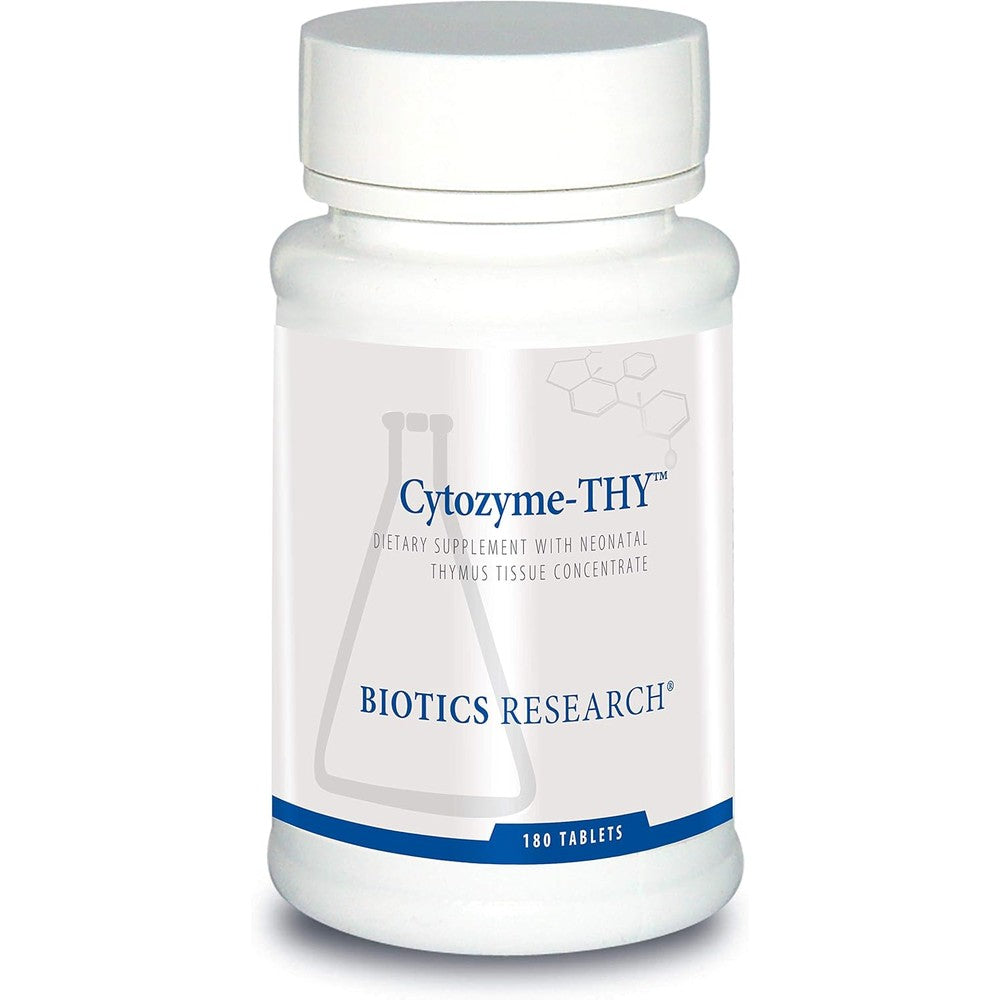 Biotics Research Cytozyme Thy 180 Tablets front view bottle for immune support