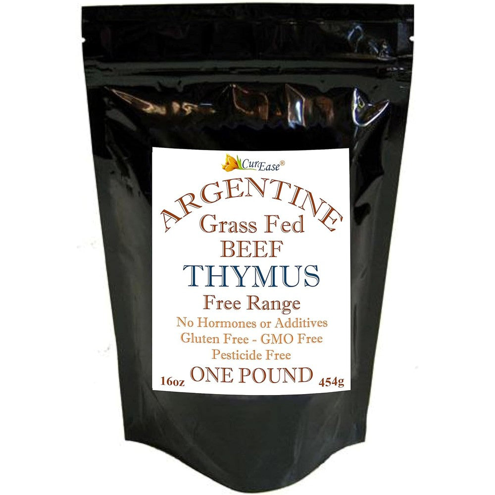 CurEase Argentine Beef Thymus Supplement Powder front view of one pound pouch for immune health