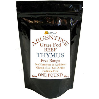CurEase Argentine Beef Thymus Supplement Powder front view of one pound pouch for immune health