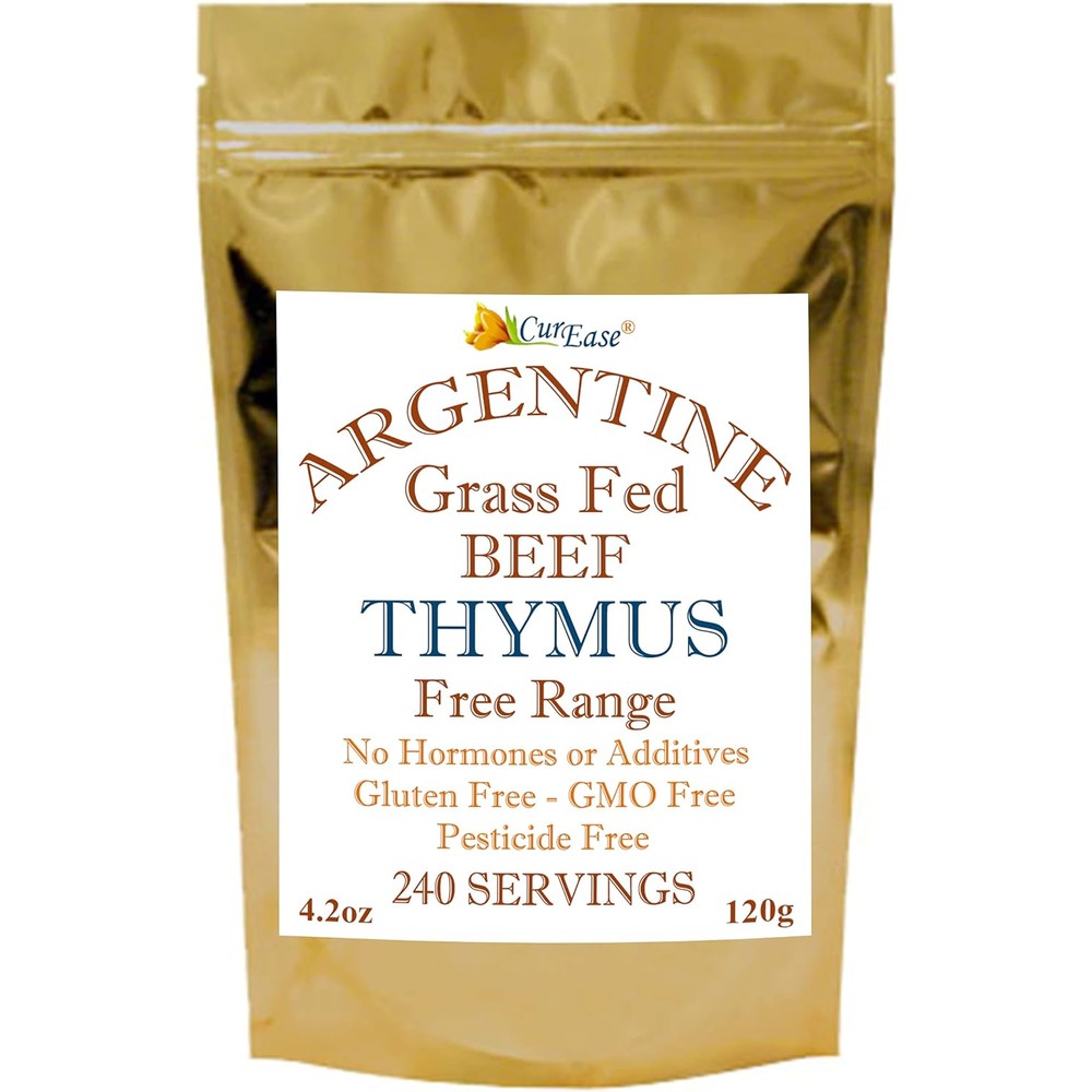 CurEase Beef Thymus Powder front view of resealable pouch packaging