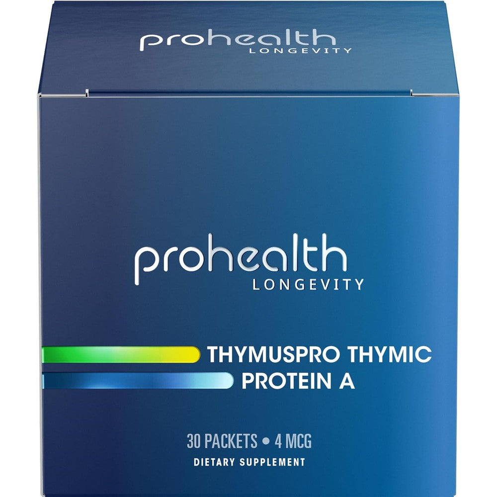 ProHealth ThymusPro Thymic Protein A 30 Packets front view showing immune support dietary supplement packaging
