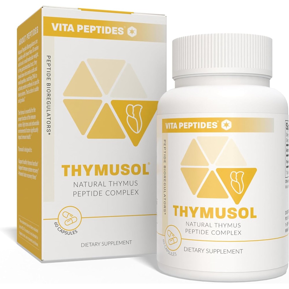 Vita Peptides Thymusol dietary supplement front bottle view for immune system support.