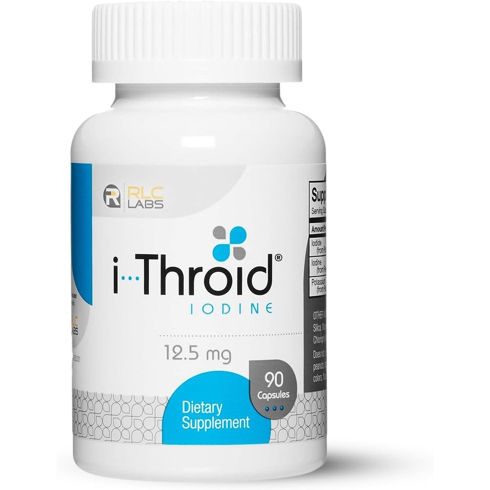 RLC Labs i-Throid 12.5 Milligram front label view bottle for thyroid health.