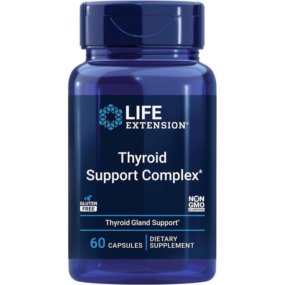 Life Extension Thyroid Support Complex 60 capsules front bottle view for metabolism support