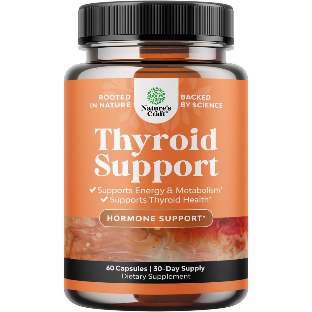 Nature's Craft Herbal Thyroid Support Complex front view bottle for metabolism boost