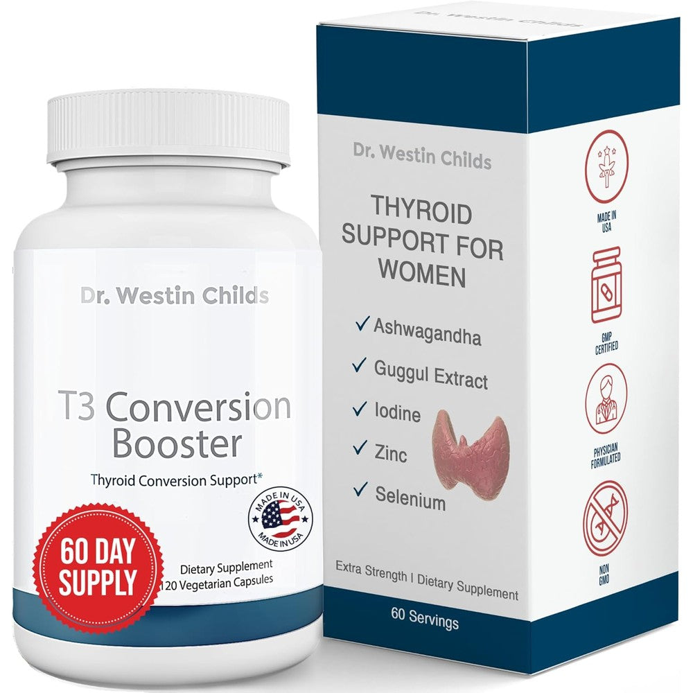 Dr. Westin Childs T3 Conversion Booster front view showing product packaging and key ingredients.