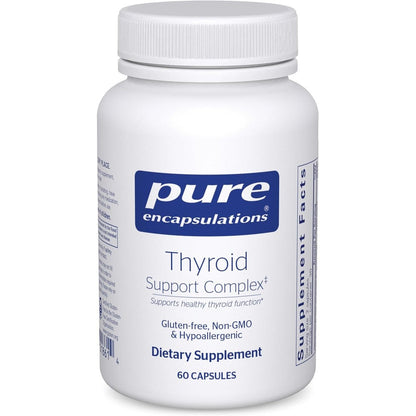 Pure Encapsulations Thyroid Support Complex 60 capsules front view bottle showing premium USA imported packaging.