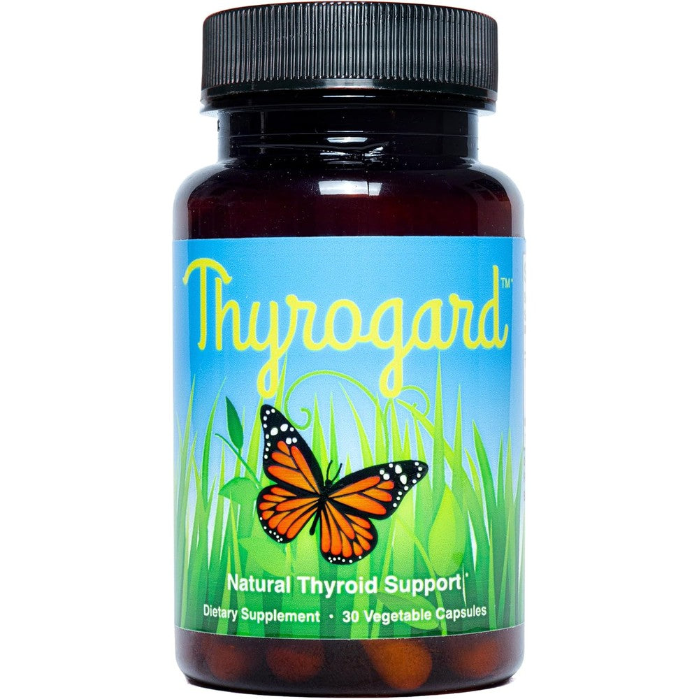 Thyrogard Natural Thyroid Support 30 vegetable capsules bottle front view for metabolic health.