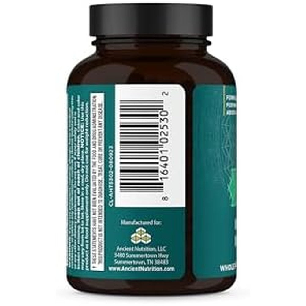 Ancient Nutrition Thyroid Support 60 capsules front bottle view for energy and metabolism support.