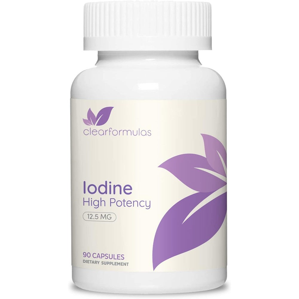 Clear Formulas Potassium Iodine 12.5 mg front view bottle for thyroid support