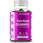Vitamatic Vegan Thyroid Support Gummies 60 Count front view bottle showcasing apple flavor