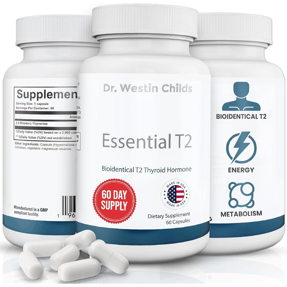 Dr Westin Childs Essential T2 Thyroid Hormone Health Support bottle front view