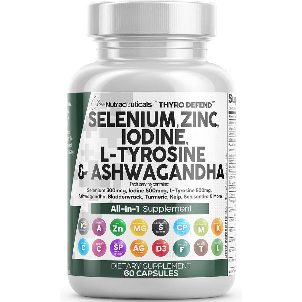 Clean Nutraceuticals ThyroDefend thyroid health supplement front view showing 60 capsules bottle