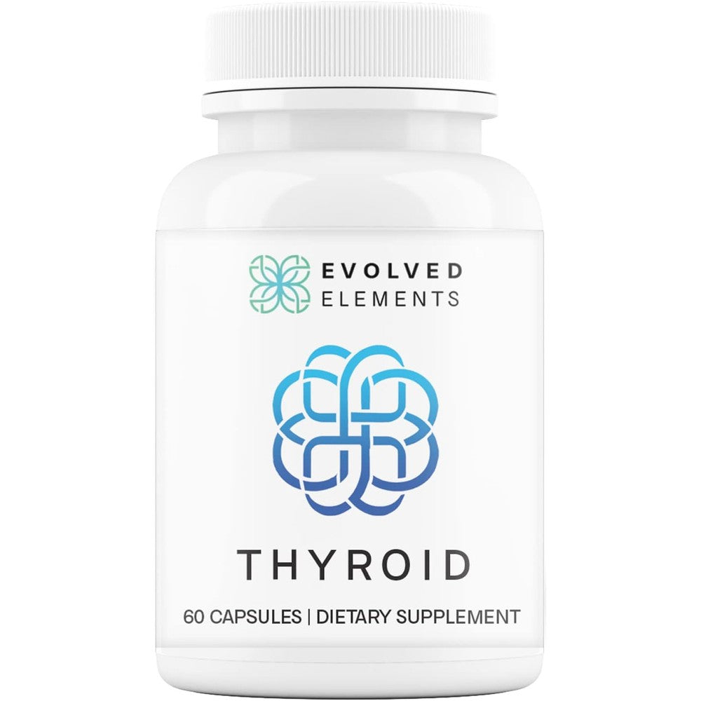 Evolved Elements Thyroid 60 capsules front view bottle for energy support