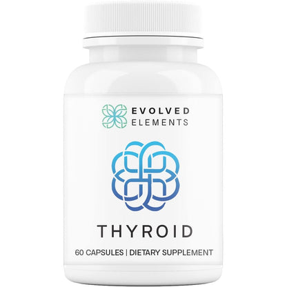 Evolved Elements Thyroid 60 capsules front view bottle for energy support