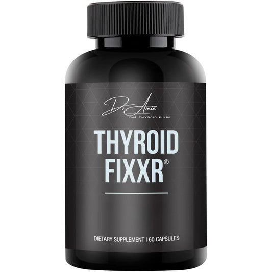 Fixxr Thyroid Support by Dr Amie front view bottle of T2 supplement for metabolism boost