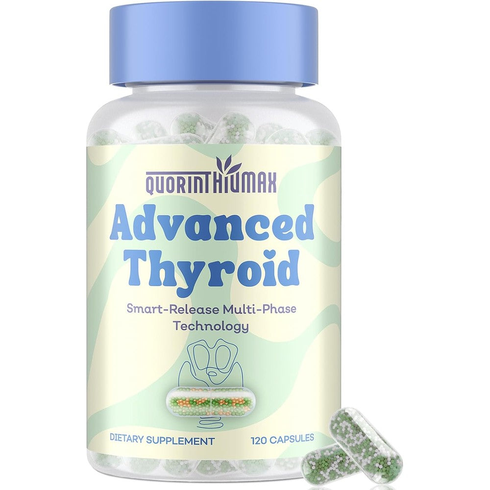 Thyro8 Quorinthiumax Advance Thyroid Support Supplement 120 capsules front bottle view for women metabolic health.
