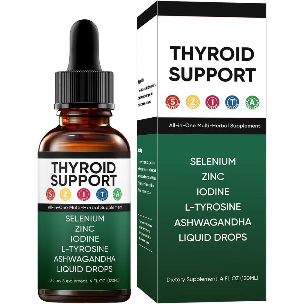 Kindled Thyroid Support Liquid Drops front view showing the four fluid ounce bottle packaging.