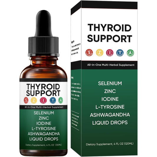 Kindled Thyroid Support Liquid Drops front view showing the four fluid ounce bottle packaging.