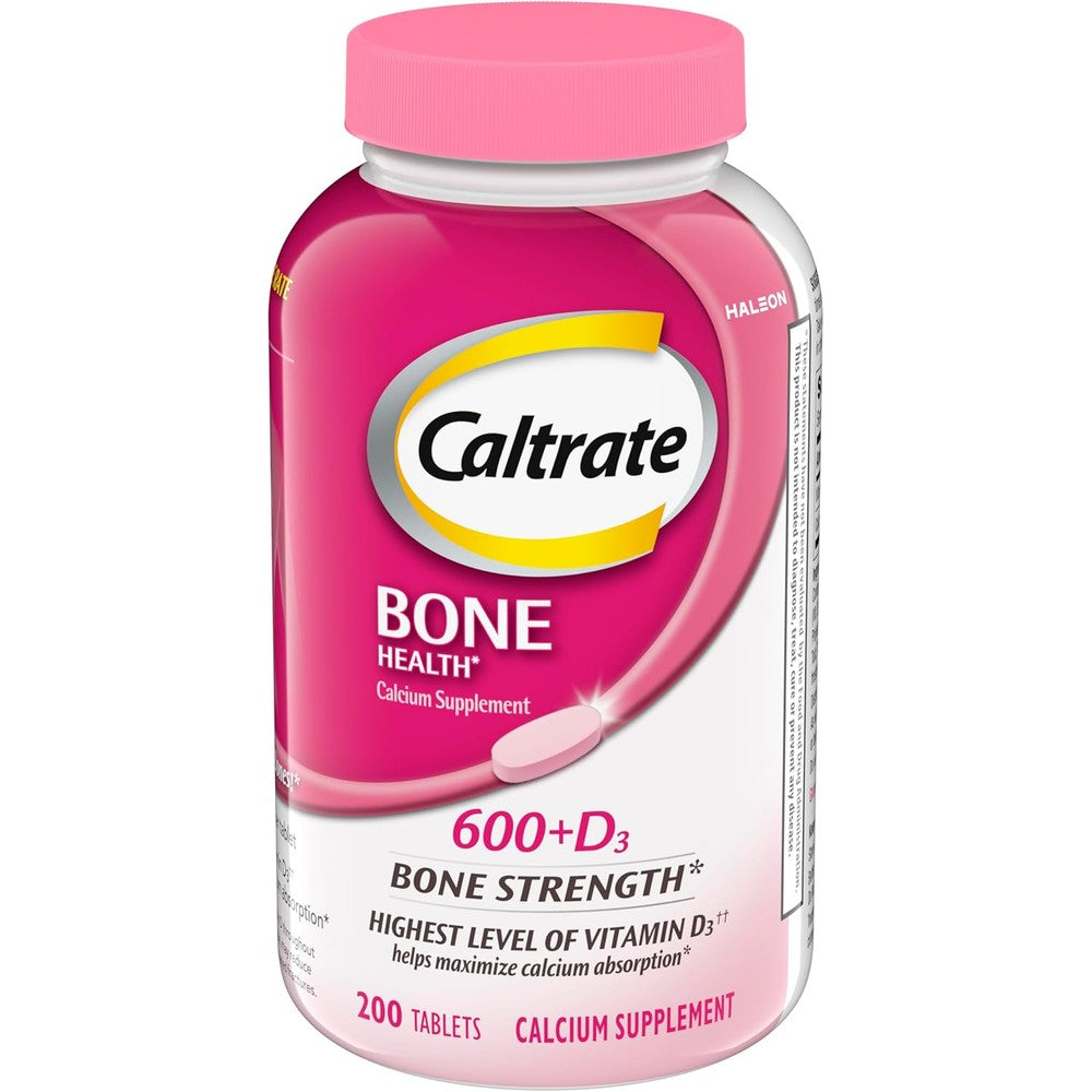 Caltrate 600 Plus D3 bone health supplement 200 tablets front view packaging