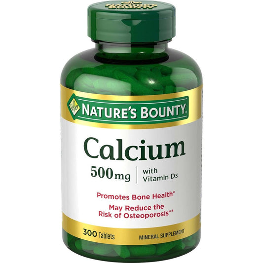 Nature's Bounty Calcium Plus Vitamin D3 300 tablets front bottle view showing bone health supplement labels