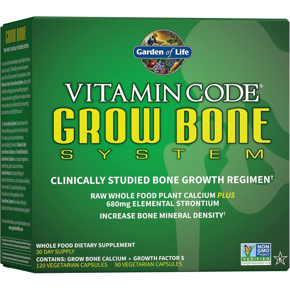 Garden of Life Vitamin Code Grow Bone System 2 bottle kit front packaging for bone health