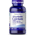 Puritan's Pride Absorbable Calcium 1200 Milligrams Plus Vitamin D3 front bottle view dietary supplement