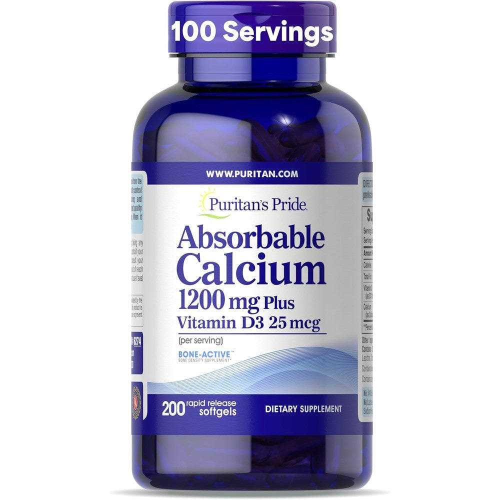 Puritan's Pride Absorbable Calcium 1200mg front bottle view