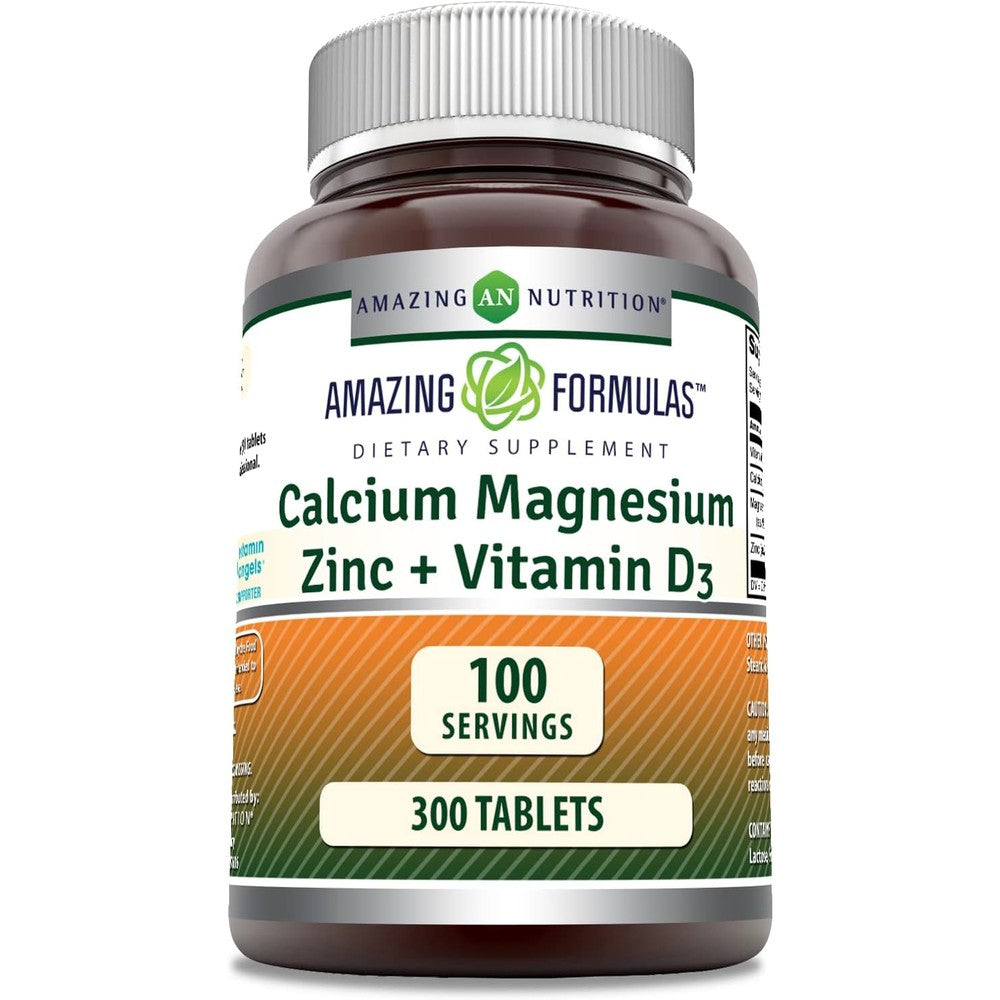 Amazing Nutrition Calcium Magnesium Zinc Vitamin D3 front bottle view