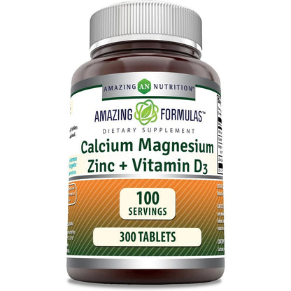 Amazing Nutrition Calcium Magnesium Zinc Vitamin D3 front bottle view