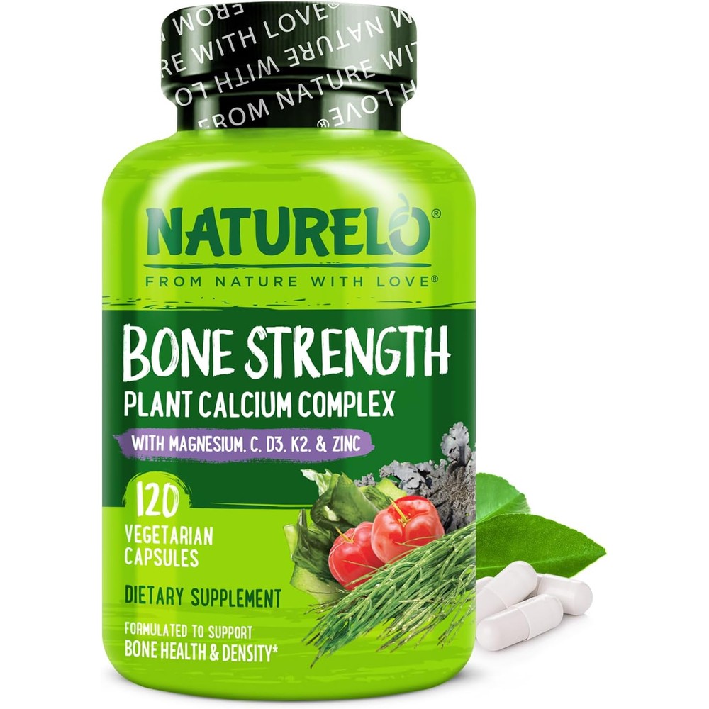 Naturelo Bone Strength plant based calcium supplement front view