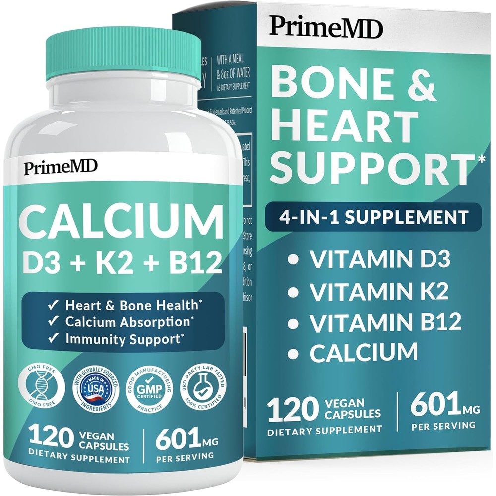 PrimeMD 4-in-1 Calcium and Vitamin D3 K2 front of bottle