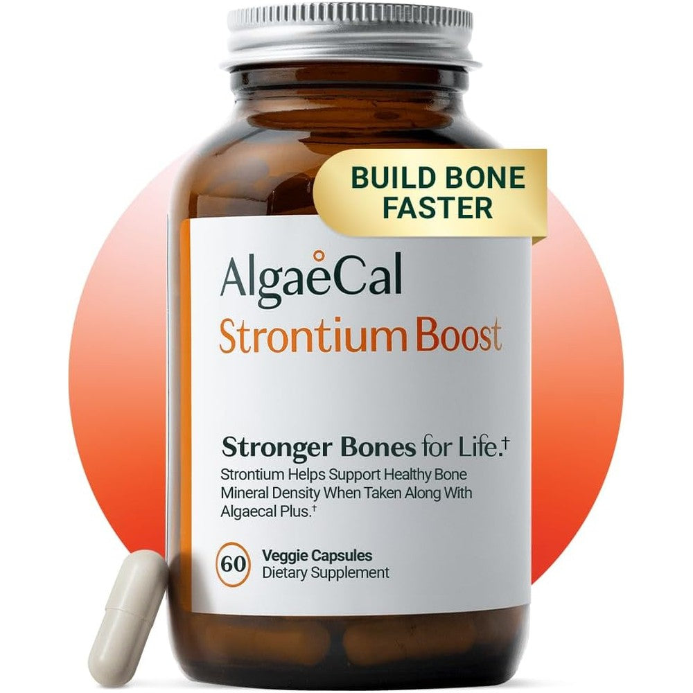 AlgaeCal Strontium Boost bone density supplement bottle front view