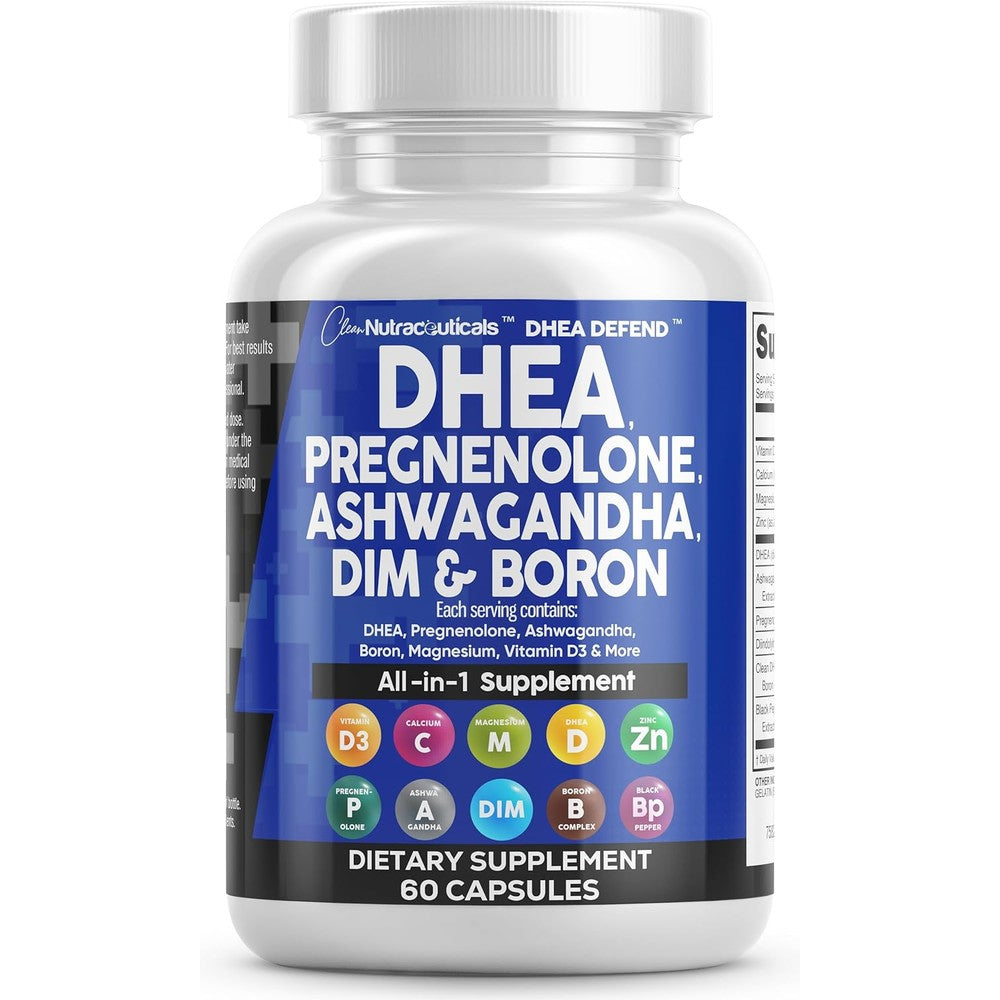 Clean Nutraceuticals DHEA and Pregnenolone hormone support front view