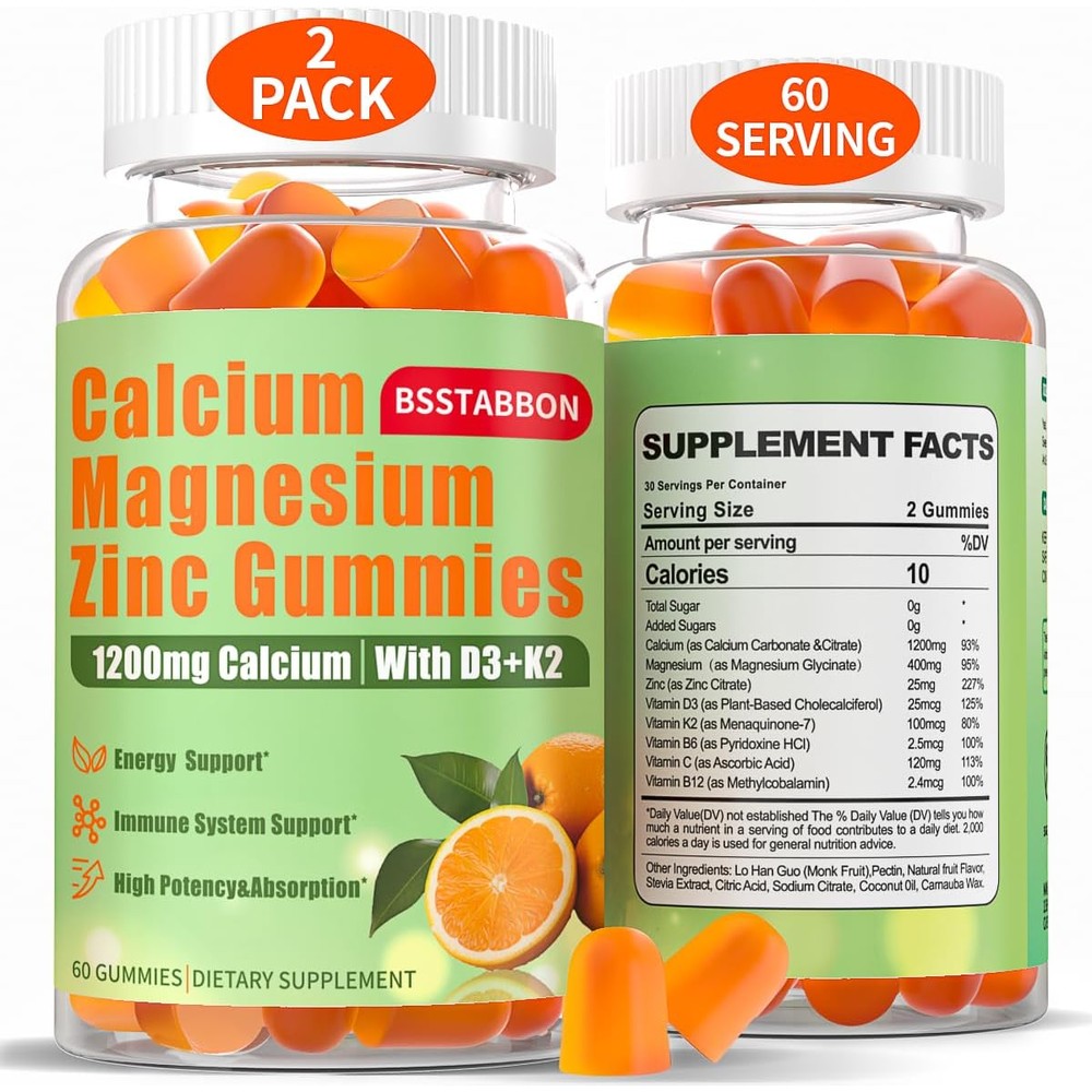 Bsstabbon Calcium Magnesium Zinc Gummies front view