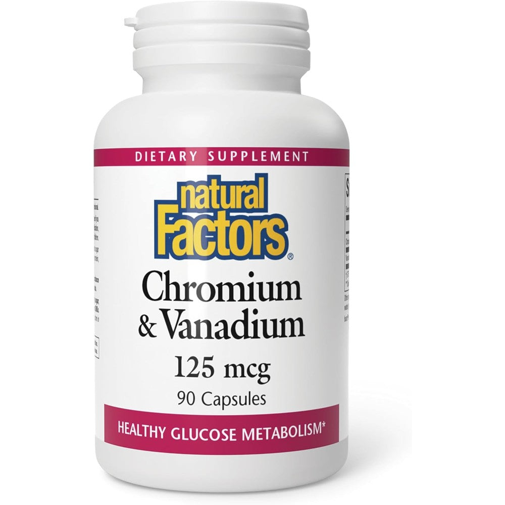 Natural Factors Chromium & Vanadium 125 mcg capsule for healthy metabolism