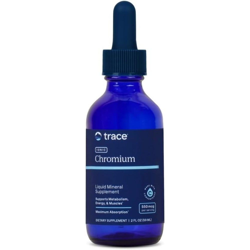 Trace Minerals Ionic Chromium Liquid Drops front view bottle with metered dropper