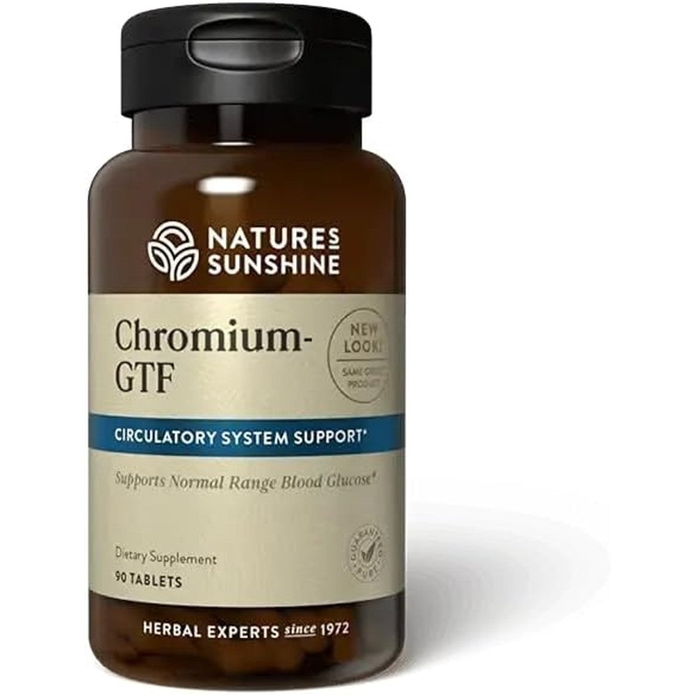 Nature's Sunshine Chromium GTF 300 Mcg 90 Tablets front view bottle for metabolism support