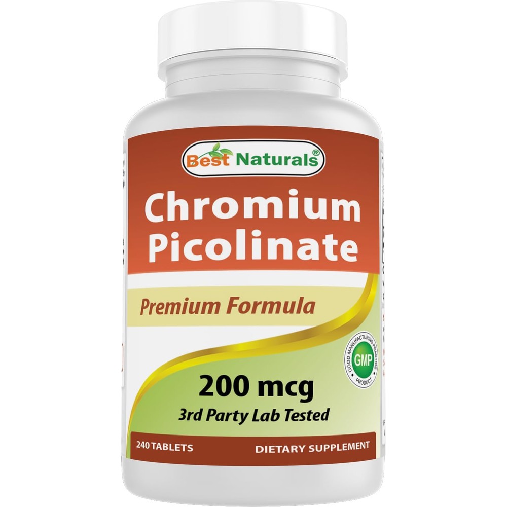 Best Naturals Chromium Picolinate 200 mcg 240 tablets front view bottle
