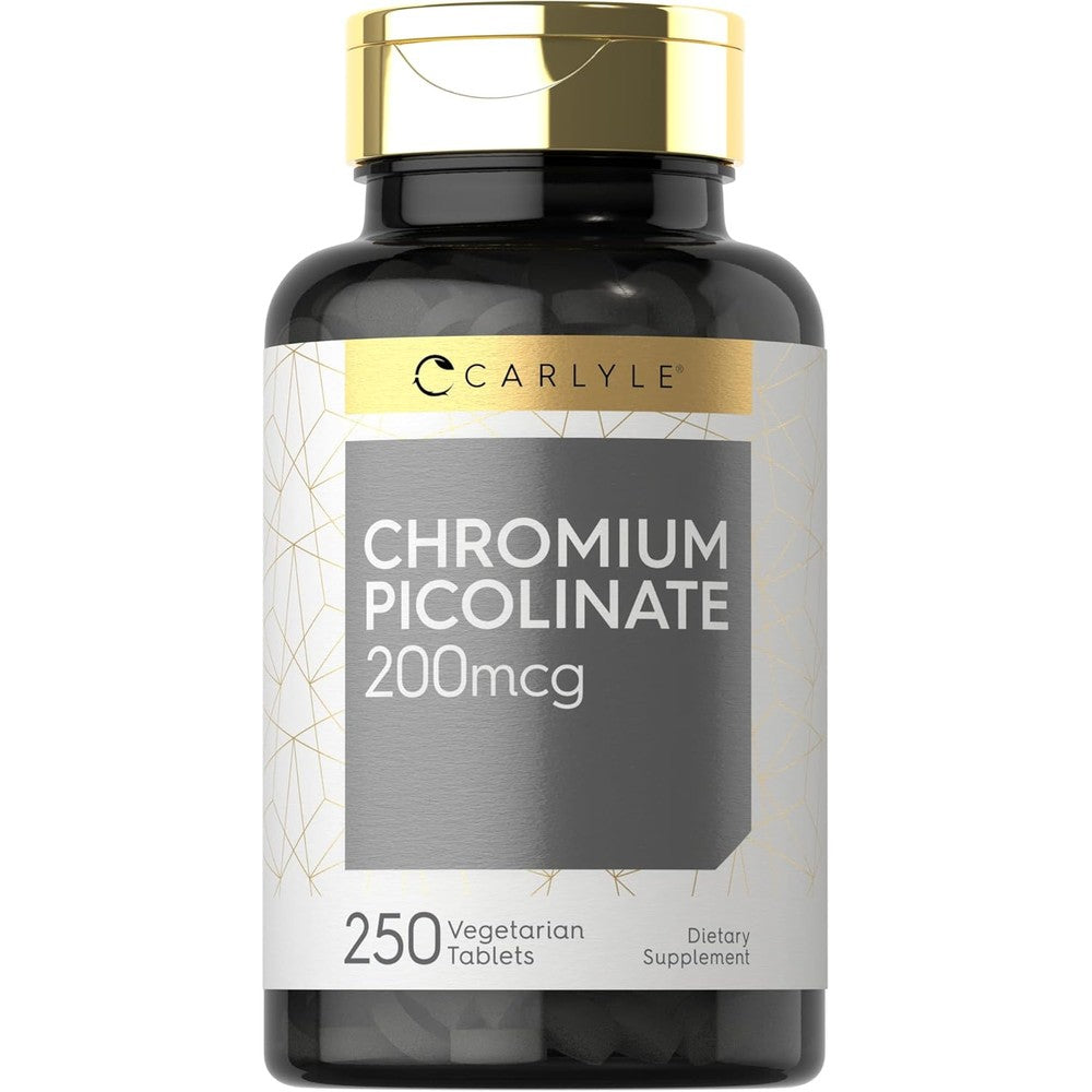 Carlyle Chromium Picolinate 200 mcg 250 vegetarian tablets front bottle view