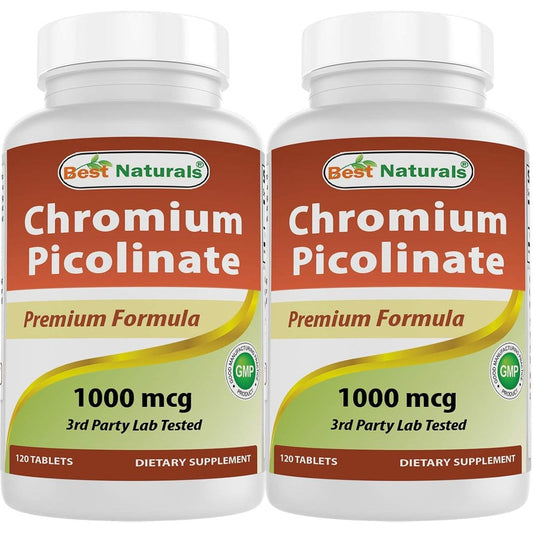 Best Naturals Chromium Picolinate 1000 mcg front view bottle for metabolism support