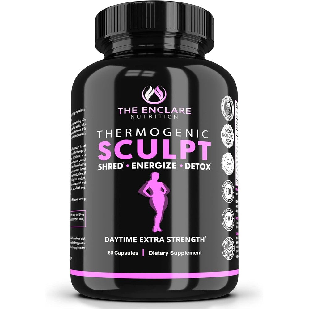 The Enclare Nutrition Thermogenic Sculpt 60 capsules front bottle view premium fat burner supplement
