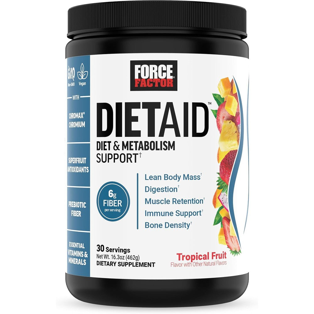 Force Factor Diet Aid Powder Tropical Fruit 30 Servings front view container