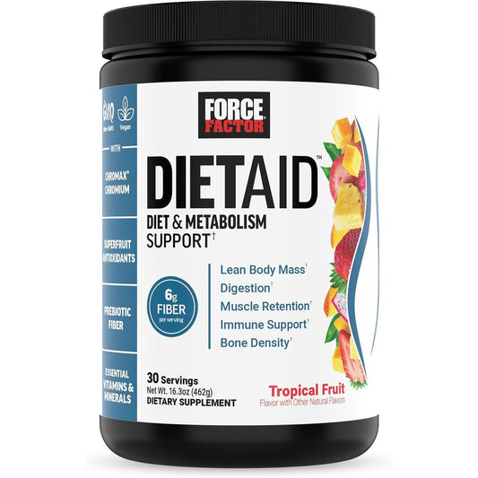 Force Factor Diet Aid Powder Tropical Fruit 30 Servings front view container