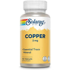 Solaray Copper Bisglycinate 100 Vegan Capsules front view bottle