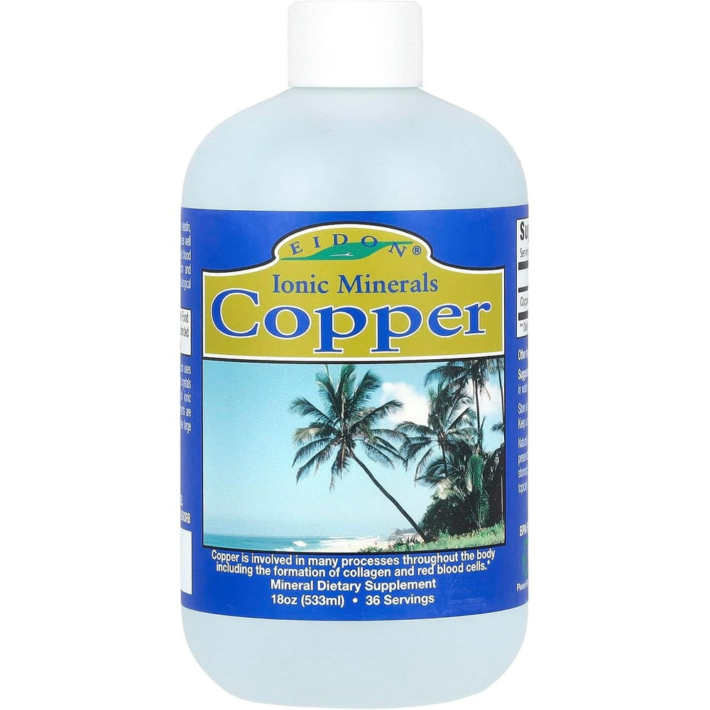 Eidon Ionic Minerals Copper Liquid Supplement 18 Ounce front view bottle